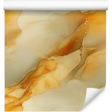 Carta da parati effetto inchiostro oro, beige, crema e giallo per soggiorno e camera da letto, 50x1000 cm (1/5)