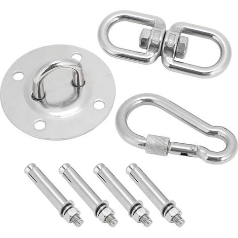 Hängematten-/Schaukel-Aufhängeset aus Edelstahl, Deckenmontageplatte, Karabinerhaken, Doppelösenhaken (1/5)