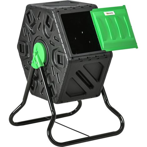 Composteur de jardin bac composteur pour jardin rotatif 360° en polypropylène 65 L 24 trous 60 x 49 x 77 cm noir (1/5)