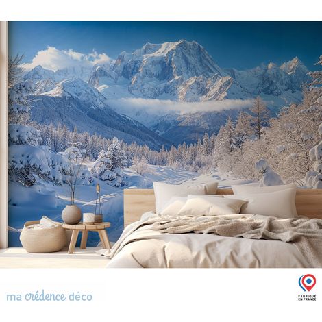 Papier peint : Mont-blanc et chemin enneigé - Intissé - 200 cm - 280 cm (1/5)