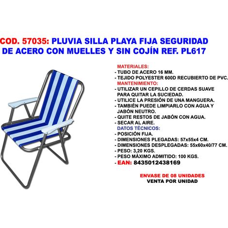 Sedia da spiaggia/campeggio fissa in acciaio 18mm 51x53x75 XYC047PL617