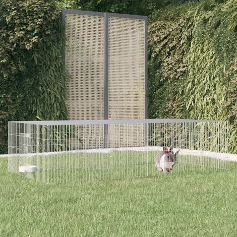 Clapier à lapin - Enclos Poulailler pour animaux 2 panneaux 220x110x55 cm Fer galvanisé BV310824 - BonneVie (1/5)