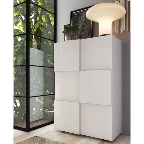 Meuble à chaussures moderne laqué blanc MADO (1/5)