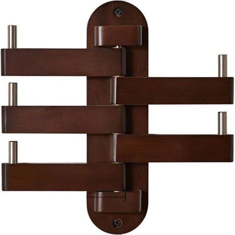 Porte-manteau mural pivotant - Chêne naturel - 5 bras pliables - Pivotant 0 à 180° - Robuste et solide (1/3)