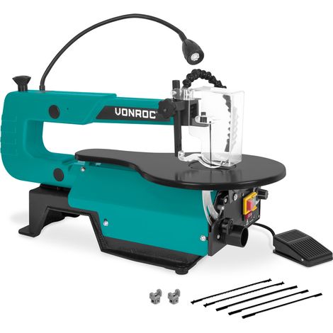 VONROC Dekupiersäge 120W – Inkl. 6 Sägeblätter – mit Fußpedal – LED-Arbeitslicht – Flexibles Blasrohr (1/5)