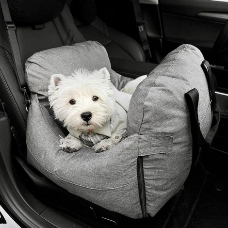 Dog Car Seat for Small Dogs Grey Removable Dog Booster Car Seat (1/5)