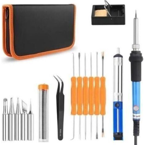 18-piece soldering iron kit, complete soldering iron, electronic soldering tool, 60W adjustable temperature module. (1/4)