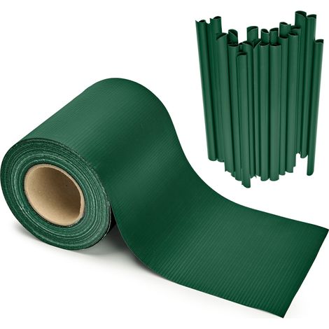 Garronda brise vue jardin balcon PVC 19 cm rouleau 35 m 450 g/m² avec 30 clips, bandes occultantes pour clôture extérieure, compatible panneaux double fil et garde-corps GD-0173 (Vert RAL6005)