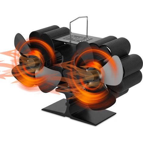 Jiubiaz Ventilateur thermoélectrique double pour cheminée, alimenté par la chaleur, sans piles ni électricité, ≤ 25 dB (1/5)
