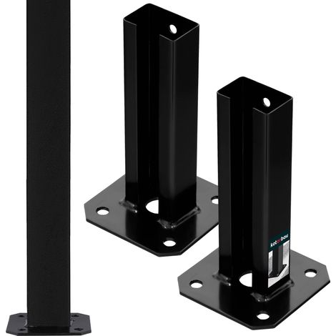 KOTARBAU® 2 Pièces Support Poteau - pour Clôture - à Visser - Pied de Poteau - Acier Revêtu par Poudre - 60 x 40 mm - Noir - Fixation Robuste (1/5)