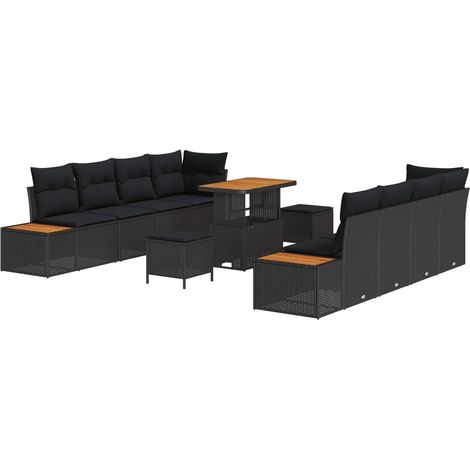 Garden Sofa Set with Cushion 11 pcs Black vidaXL (1/5)