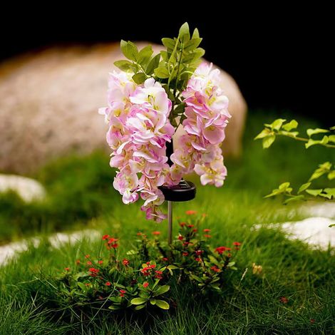 Fleurs Artificielles - Lampes Solaires LED en Forme de Glycine - Pour Extérieur Jardin Cour - Décoration Lumineuse Simulée - 1 Pièce (1/4)