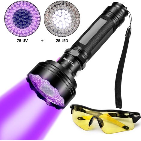 Leistungsstarke 2-in-1-LED-Taschenlampe, 75 Lumen mit 395-nm-UV-Funktion, vielseitige ultraviolette Beleuchtung (1/5)