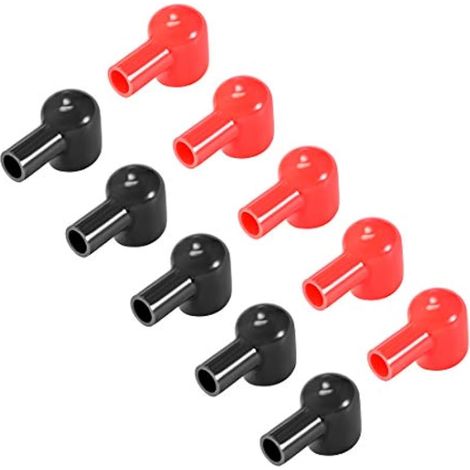 5 paires de capuchons de protection en caoutchouc isolant pour bornes de batterie noir et rouge 10mm x 20mm (1/2)