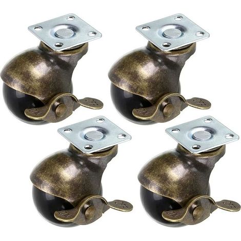 Lot de 4 Roulettes Freinées Pivotantes à 360 Degrés Diamètre 40mm Roue à Bille Vintage pour Meubles (1/5)