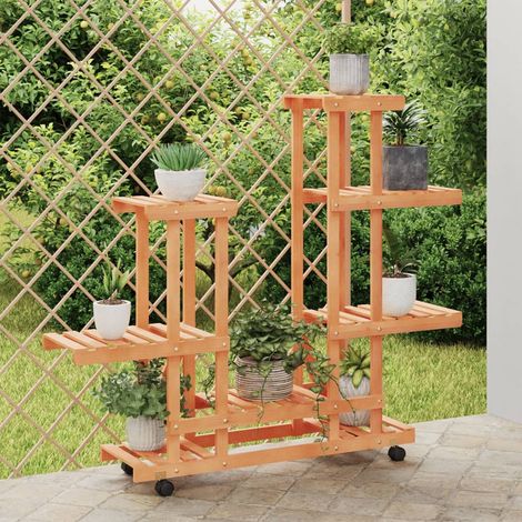 Blumenständer mit Rollen 95x25x101 cm Massivholz Tanne (1/5)