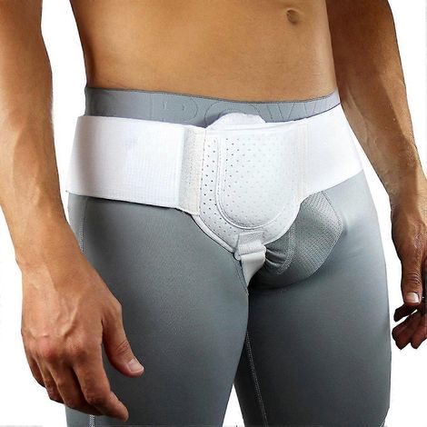 Ceinture herniaire adulte pour hernie inguinale ou hernie sportive, soutien et soulagement de la douleur, avec 1 coussinet de compression amovible-White