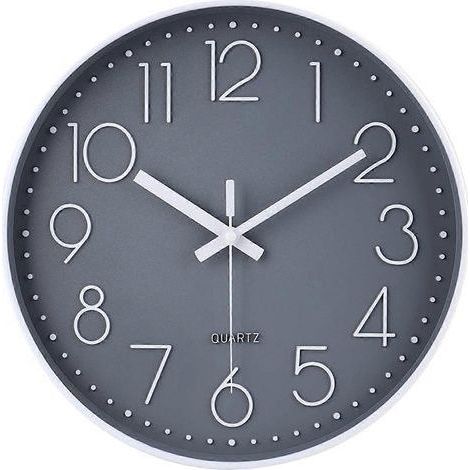 Horloge murale ronde de 35,5 cm (14 pouces) sans tic-tac, silencieuse, à piles, style moderne et épuré. (1/5)