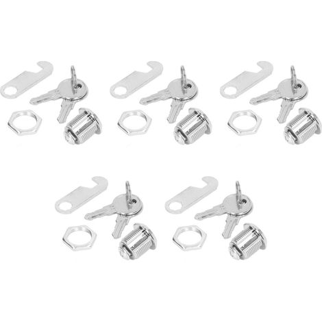 Lot de 5 verrous à came pour armoire, 5/8 po, en alliage de zinc, pour distributeur automatique, camionnette, boîte à outils et guichet automatique. (1/5)