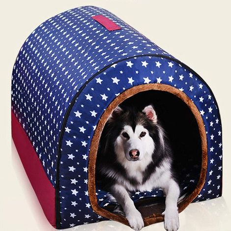 Lit Niche Chien 2XL Toit L - Coussin Orthopédique Apaisant + Coussin Chauffant - Confort Optimal pour Votre Compagnon