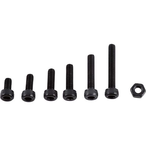 250 viti a brugola in acciaio legato nero M3 con assortimento di dadi esagonali (testa a cappuccio).