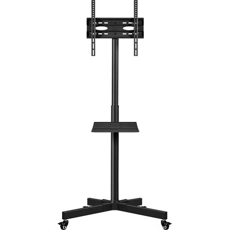 Yaheetech – Support TV sur pied mobile avec roulettes – Compatible VESA 400x400mm – Ajustable 128-168cm – Charge max 25kg – Noir (1/5)