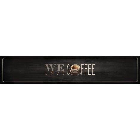Tapis de cuisine lavable texte Coffee 60x300 cm velours (1/5)