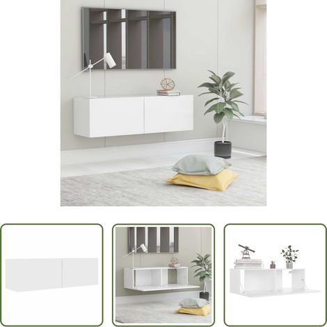 Wandhalterung - TV-Schrank Weiß 100x30x30 cm Holzwerkstoff (1/5)