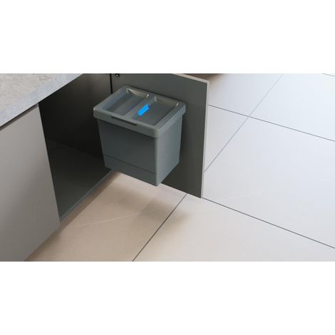 Poubelle en plastique recyclé, pour chaque environnement, capacité 12 litres avec couvercle FLIP UP. Fixation sur n'importe quelle surface via 4 vis autoperceuses. (1/4)