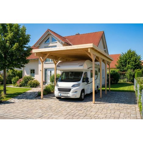 Alpholz Carport pour camping-cars Naturel 426 x 798 cm