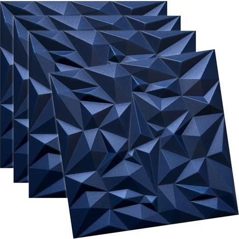 Verdico 3D Wandpaneele Marineblau – Deckenpaneele 50x50 cm – Set 8 Stück (2 m²) – Wandverkleidung innen zum Kleben – leichtes Styropor