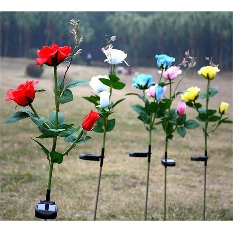 Tulpenförmige LED-Solar-Gartenleuchten, kunstvolle Gartenbeleuchtung, Rosen, wiederaufladbare Nachtlichter für Weihnachten, Hochzeiten und Feste (1/5)