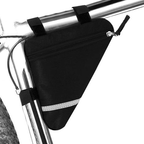 Vélo Triangulaire Sac, Sacoche Triangle de Cadre Tube Avant de Vélo Étanche avec Décoration Réfléchissante Double Face (Noir) (1/5)