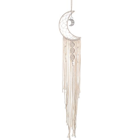 Décoration murale en dentelle tissée, attrape-rêves à longs pompons - Cadeau artisanal et décoratif pour chambre d'enfant (1/5)