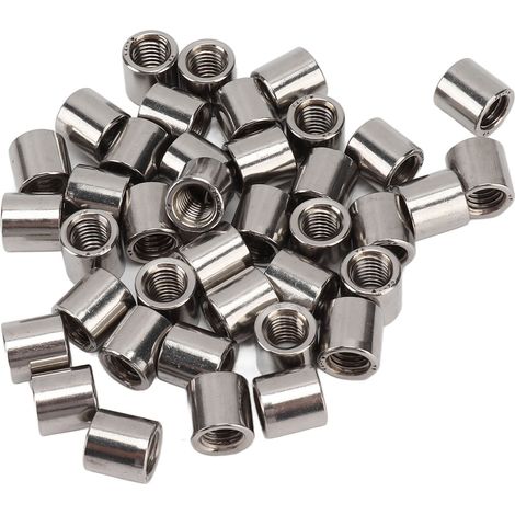 50 Pièces Écrou de Raccord Rond Tige Filetée Femelle Inox 304 M8x1.25 12mm Longueur (1/5)