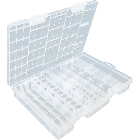 Boîte de Rangement pour Piles en Plastique Transparent Multifonctionnelle Compartiments Classés et Plateau, Légère et Solide pour Batterie AA AAA et Lampe de Poche (1/5)