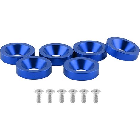 Blaues 6-teiliges Set aus Muttern und Unterlegscheiben für Auto- und Motorradkennzeichen, Stoßstangen, Kotflügel und Motoren. (1/5)