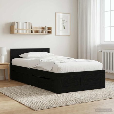 Estructura de cama 2 uds. Roble Negro Madera de ingeniería (1/5)