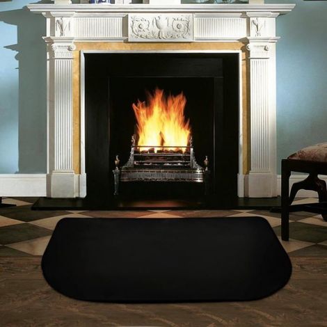 Tapis Ignifuge Cheminée 100x50cm – Fibre Résistante Haute Température (Noir, Intérieur/Extérieur) (1/4)