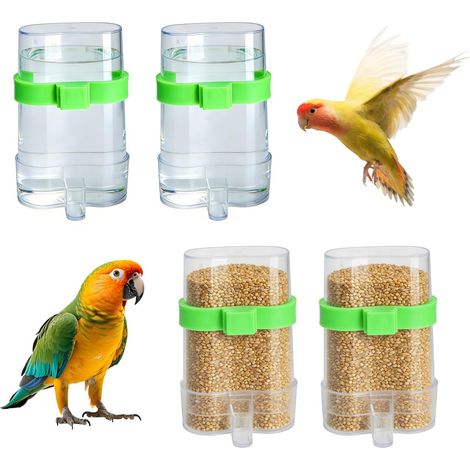 4 PCS mangeoire et Abreuvoir Automatique pour Oiseaux Abreuvoir Cage 220 ML Anti débordement Distributeur Eau et Nourriture pour perruches canaris Accessoire Cage Oiseaux Bird Waterer Feeder (1/5)