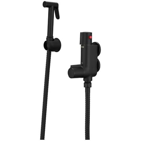 Robinet pulvérisateur de bidet pour WC, mitigeur thermostatique bidet, barre douche verticale, caravane, camping-car, bateau, yacht, centre 45 mm, noir mat - (1/5)