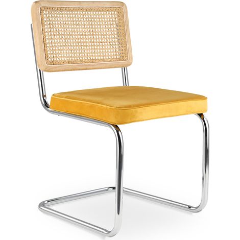 Silla de Comedor - Tapizada en Terciopelo - Madera y Ratán - New Edition - Martha