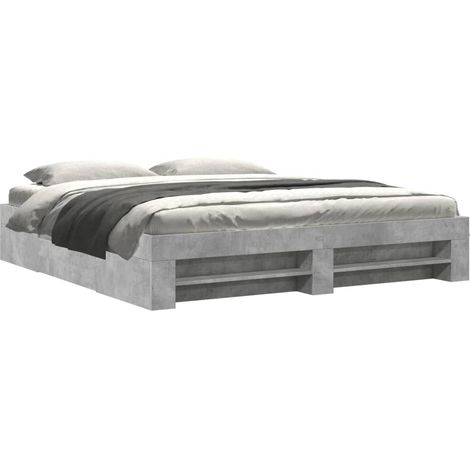 Maison Exclusive - Bettgestell Betongrau 200x200 cm Holzwerkstoff (1/5)