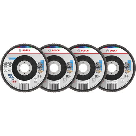 Bosch X451 Flap Disc Set 125 x 22.23mm G40 60 80 120 T27 60pcs 2608626164 (1/5)