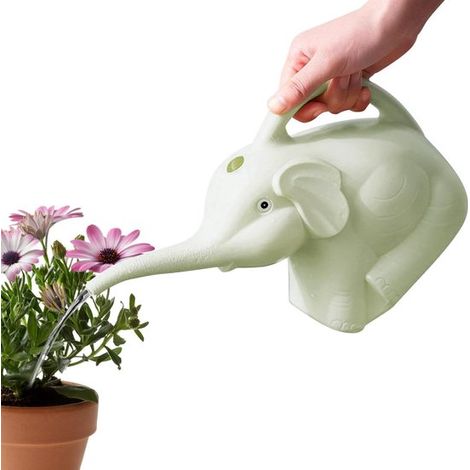 Arrosoir d'intérieur - Arrosoir - Petits arrosoirs - Arrosoir de jardin - Arrosoir éléphant à long bec - Arrosoir décoratif en plastique en forme d'animal - Vert clair - 30 × 12 × 18 cm (1/5)