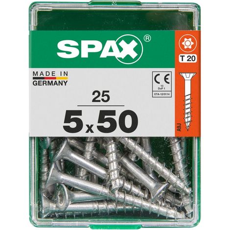 SPAX Universalschraube, 5 x 50 mm, 25 Stück, Teilgewinde, Senkkopf, T-STAR plus T20, 4CUT, WIROX - 4191010500502 (1/2)