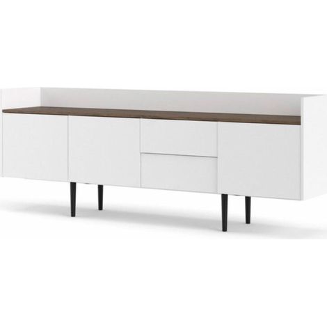Madia 195 x 40 cm bianco opaco e noce - Bolzano (1/5)