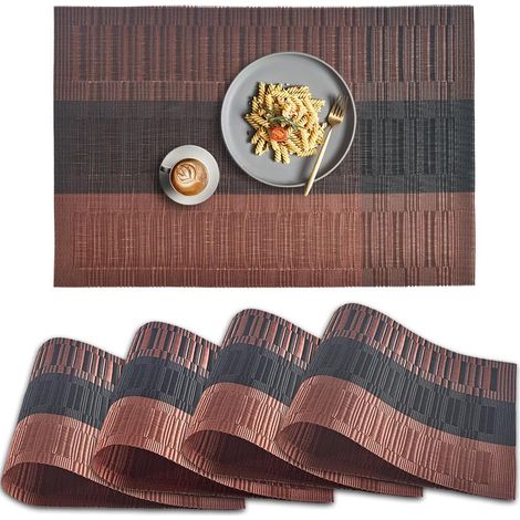 Tischsets aus PVC, rutschfest, hitzebeständig, abwaschbar, Küchendekoration, Farbverlauf von Braun zu Schwarz. (1/5)