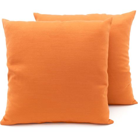 Coppia Cuscini Arredo Imbottiti Tessuto Ottoman In Tinta Unita Colore Arancio 24, misura60x60coloreArancio 24 (1/4)