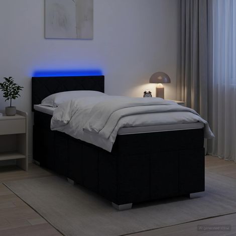 vidaXL Lit boxspring avec matelas Noir 90 x 190 cm Tissu (1/5)